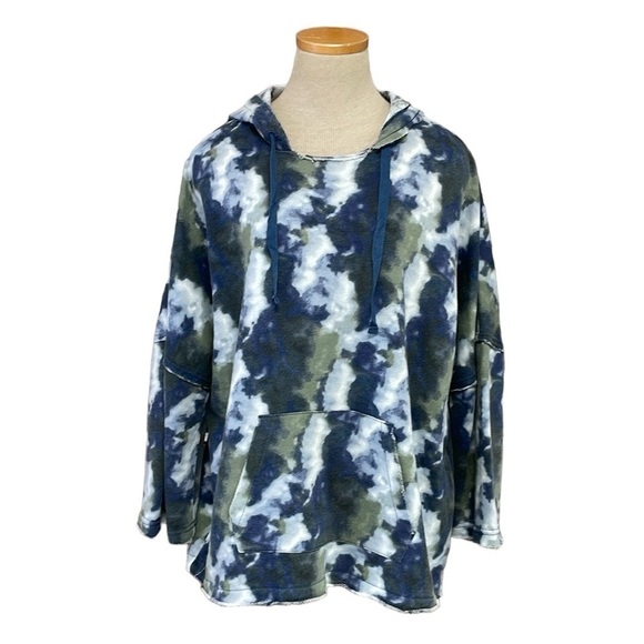 Caslon Tops - Caslon Sweatshirt Women's M Medium Blue Green Tie Dye Hoodie